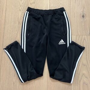 Adidas Kids Black Joggers with White Stripes